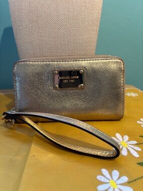 Michael Kors Gold Metallic Leather Wallet